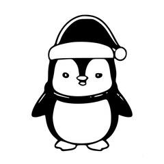 Fototapeta premium Cartoon of Penguin, Black & White 