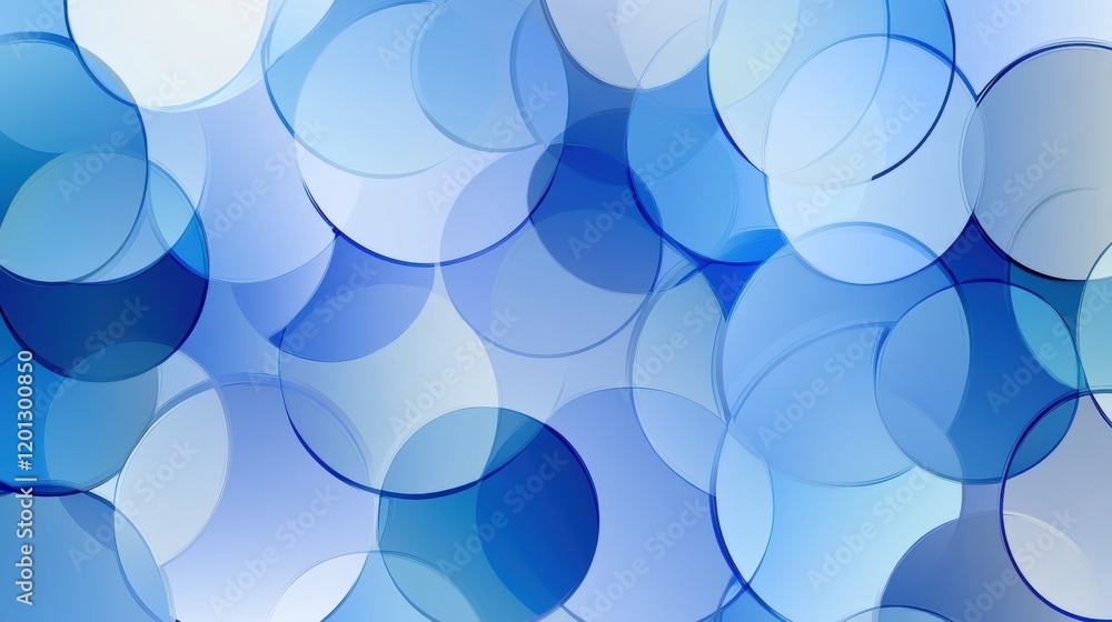 Poster abstract blue circle overlay background modern graphic design with translucent overlapping circles