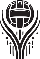 Black Color Volleyball Silhouette Vector Illustration, Solid White Background