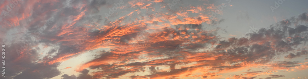 Wall mural beautiful sky. bright colourful cloud on night sky with sun light