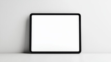 Modern Black Tablet Computer Mockup with Blank Screen on White Background