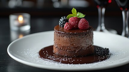 Delicious Chocolate Mousse Dessert with Berries