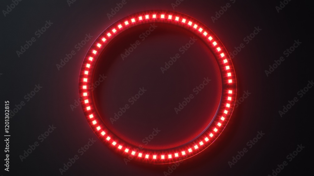 Aufkleber glowing red led circle frame abstract light ring neon circular design element