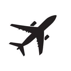 Plane flat Black and White icon Design Minimal on white background