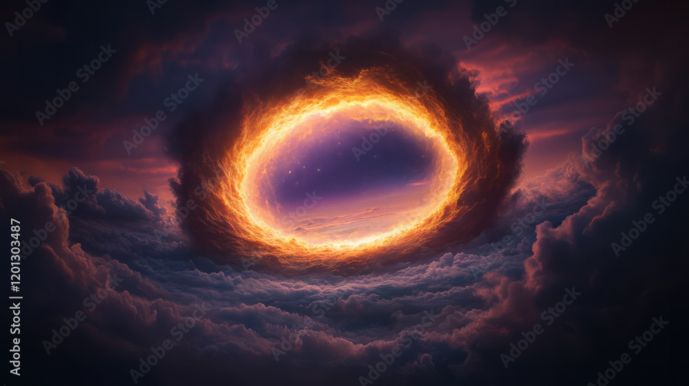 Poster an artistic representation of the lifecycle of a star, intertwined with verses that capture its beau