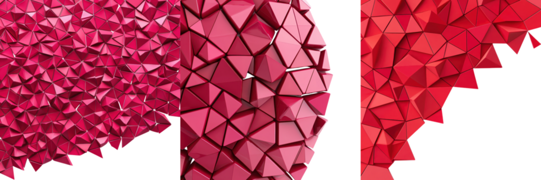 Mesmerizing abstract red polygonal geometric digital wallpaper textured background  Vibrant low poly triangle facet crystal pattern  Futuristic modern creative art composition - Powered by Adobe