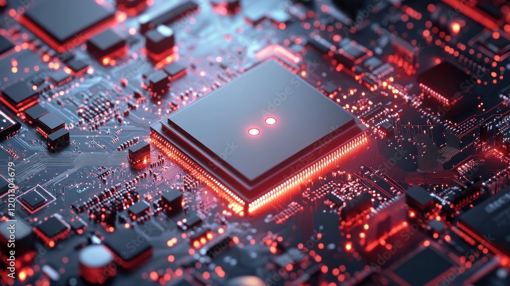 Poster illuminated central processing unit on circuit board
