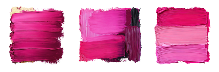 Colorful abstract painting featuring bold and vivid magenta fuchsia and crimson brushstrokes with a textured modern and contemporary expression