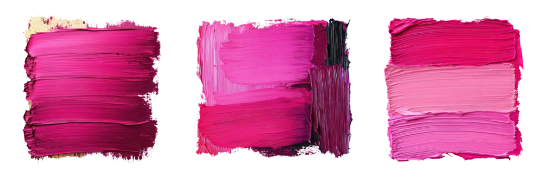 Colorful abstract painting featuring bold and vivid magenta fuchsia and crimson brushstrokes with a textured modern and contemporary expression