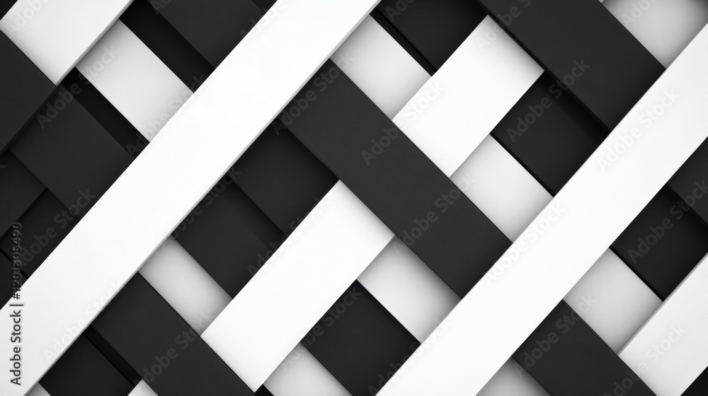 Poster abstract black and white diagonal interlocking stripes geometric pattern design background