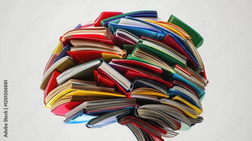 Poster a colorful collection of books forms a unique shape