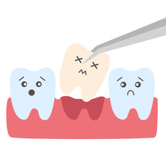 Bad tooth extraction. Vector illustration, simple cartoon style