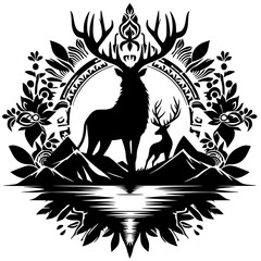 Elegant deer silhouette