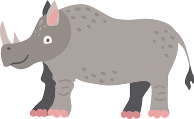 Cute rhinoceros. Vector illustration, simple cartoon style