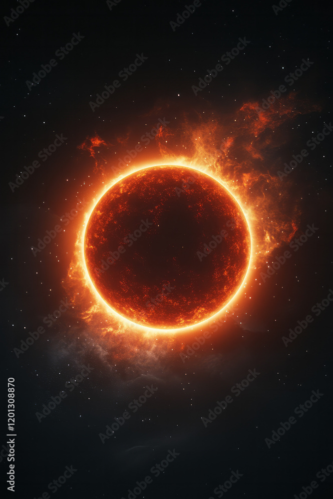 Poster a dynamic animation frame capturing the transit of a planet across the face of its star, emphasizing