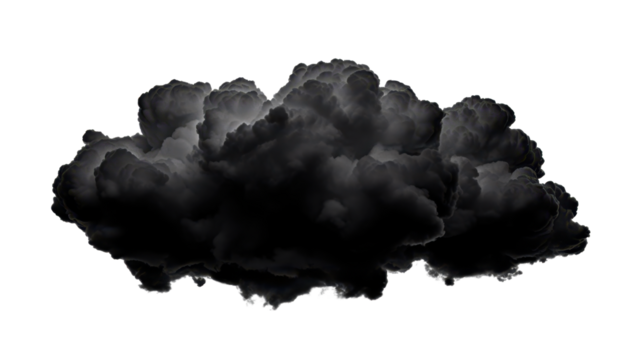 black cumulus cloud isolated on white or transparent png