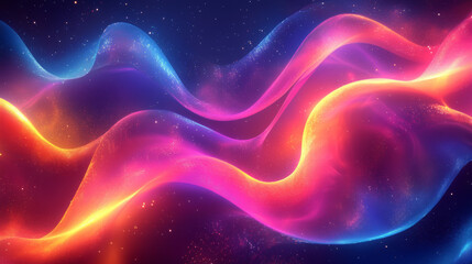 Neon-Highlighted Fluid Waves Add Depth and Motion