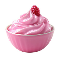Delicious pink yogurt in a white bowl minimalist style high fidelity clean background food isolated on transparent background png