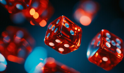 red dice on black background