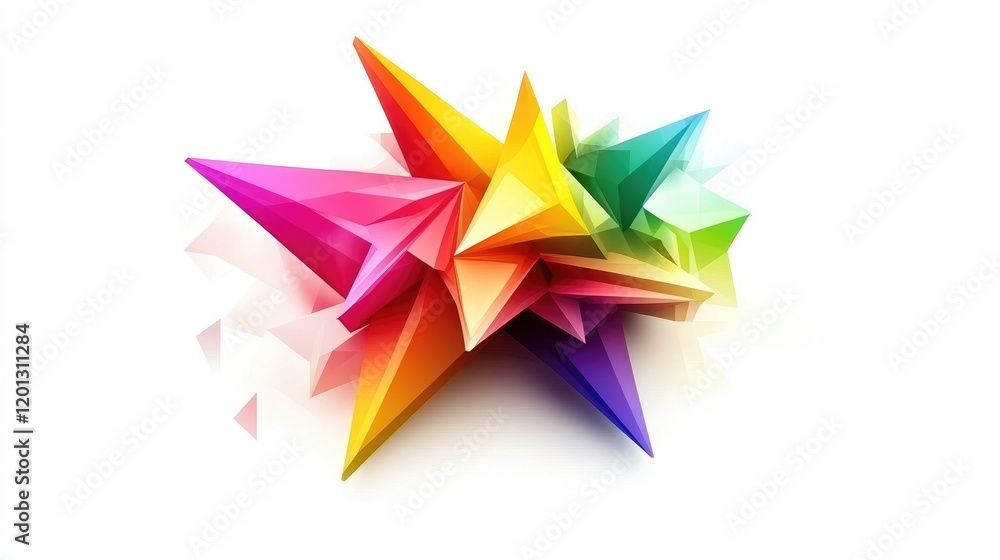Aufkleber abstract polygonal shapes with a gradient effect on a white background, symbolizing futuristic graph