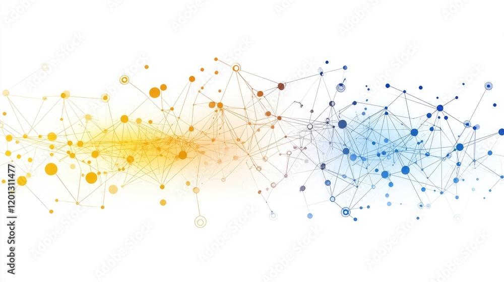 Poster abstract polygonal shapes with a gradient effect on a white background, symbolizing futuristic graph