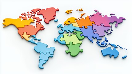 Obraz premium Colorful Jigsaw Puzzle World Map: A Global Connection