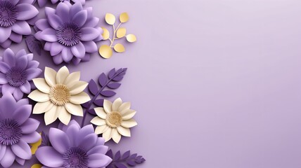 Naklejka premium Elegant Paper Flowers on a Soft Purple Background for Design Projects