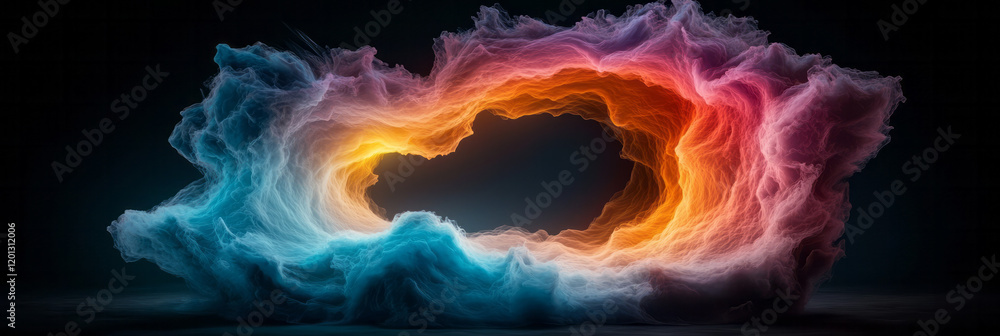 Poster an abstract visualization of dark matter and dark energy, using swirling patterns and deep colors to