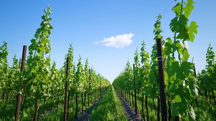 Vineyard Landscape under Sunny Sky