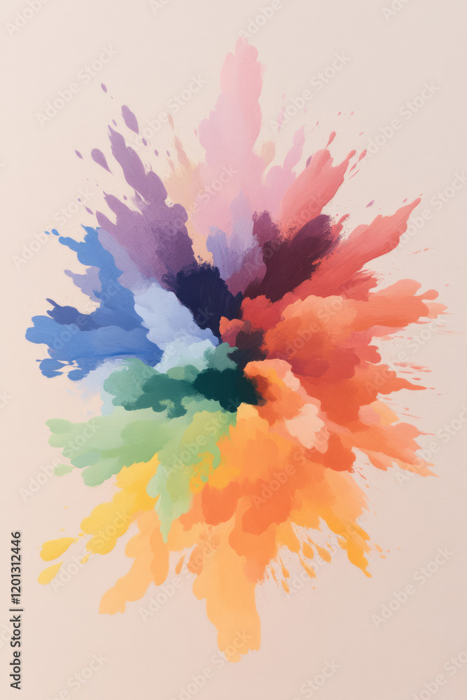 Poster an artistic interpretation of the big bang, using vibrant colors and explosive shapes to represent t