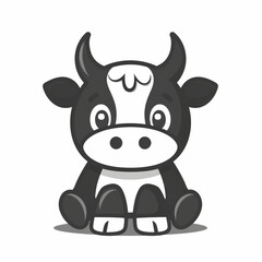 Cute Black and White Ox Vector Logo Design for Various Uses