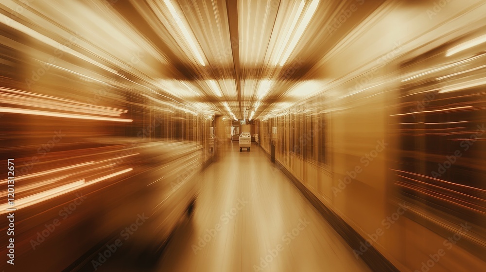 Poster abstract corridor with motion blur effect showing lights