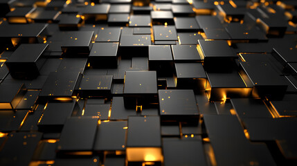 Obraz premium 3D abstract wallpaper. Three-dimensional dark golden and black background. golden wallpaper. Black and gold background