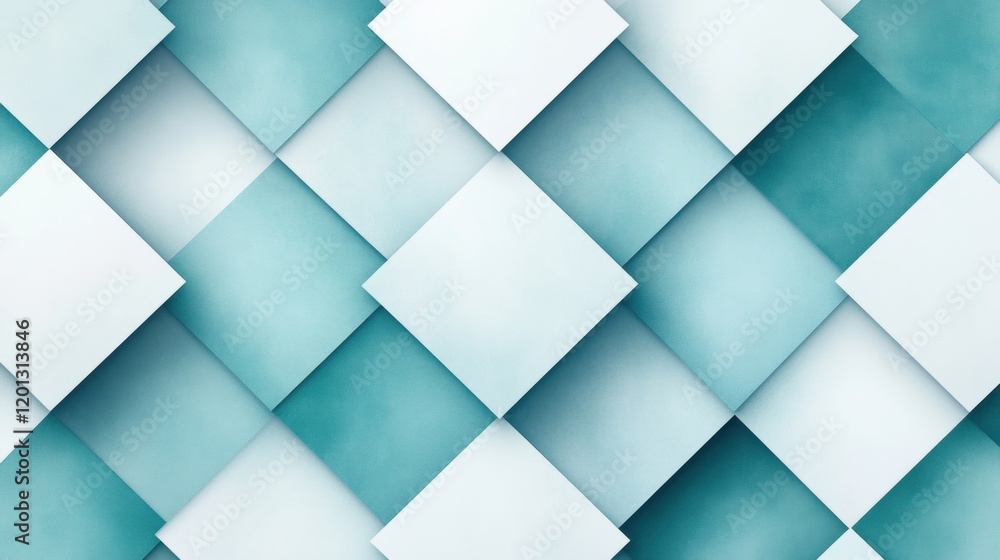 Poster abstract teal and white geometric square pattern background texture design