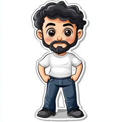 Fototapeta premium Cartoon Character of a Man with Beard and Casual Wear Design