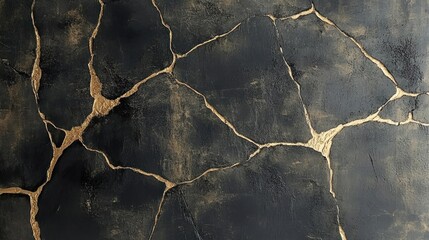 Fototapeta premium Black gold cracked texture, abstract background, design element