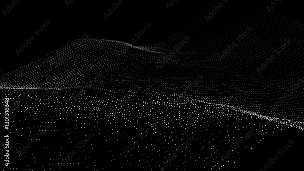Poster futuristic wave with many dots. abstract motion background of colored dots. technology or science. 3