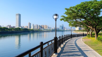 Fototapeta premium City Riverside Park Walkway