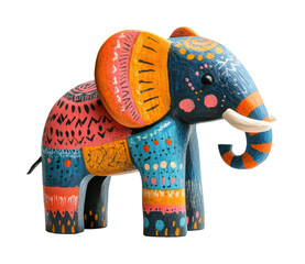 Colorful elephant figurine on high fidelity cutout artistic design studio environment isolated on transparent background png