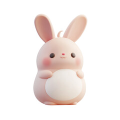 Obraz premium Cute pink bunny character with big ears and round body