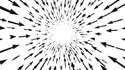 Obraz premium Abstract Black Arrows Converging to Center Radial Pattern Dynamic Movement Illustration