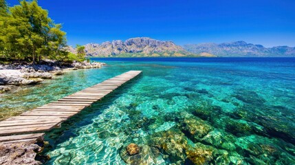 Tranquil Wooden Pier in Turquoise Sea