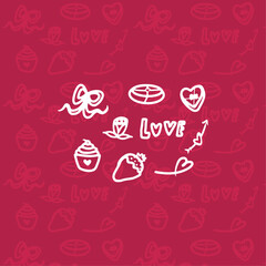 Set collection of Valentine manual drawings. Decorative cartoon illustration. Vector illustration.