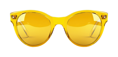 Stylish yellow sunglasses on fashion accessories high fidelity studio environment close-up view summer vibes isolated on transparent background png