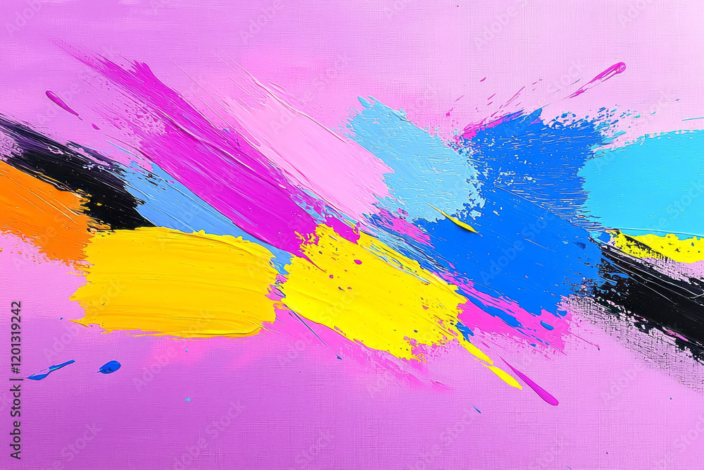 Aufkleber a vibrant abstract painting with bold colors and dynamic brushstrokes, creating a sense of movement 