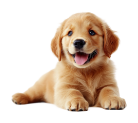 Golden retriever puppy on pet high fidelity adorable appearance playful mood isolated on transparent background png