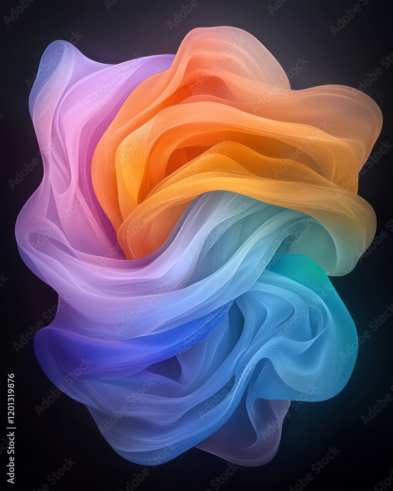 Poster an abstract digital art piece with swirling colors and fractal patterns, creating an immersive visua