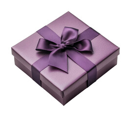 Elegant purple gift box displayed on high-fidelity perfect for celebrations isolated on transparent background png