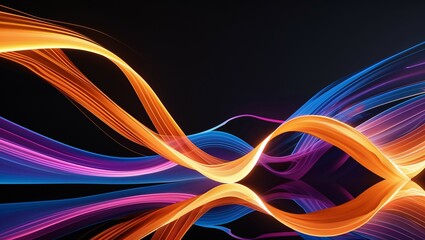 Vibrant fractal waves of light and color flow in an abstract design