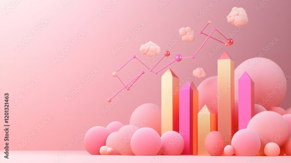 Poster a d financial growth chart with arrows and bar graphs pointing upward, symbolizing economic progress